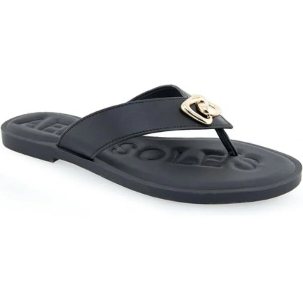 NIB Aerosoles Women’s Galen Flip-Flop – Black Faux Leather, Size 7M